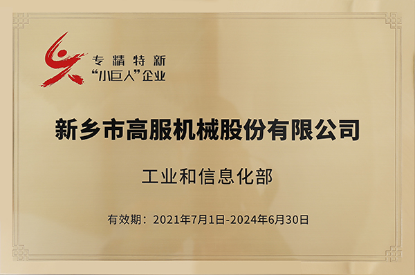 2020年，入选“国家级专精特新小巨人”企业